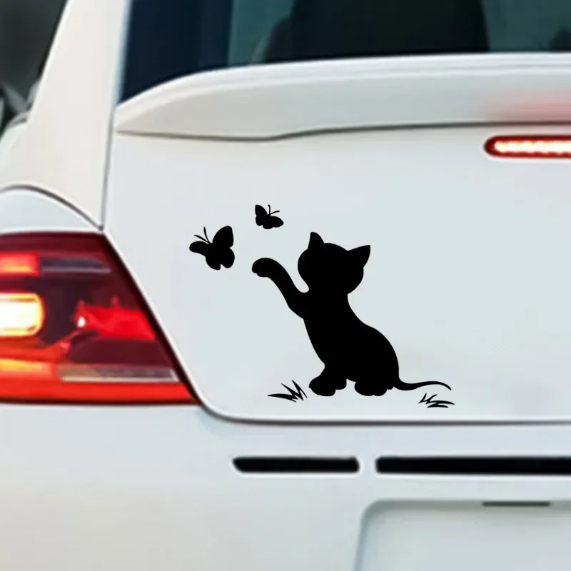 Cartoon animal cat, car self-adhesive stickers, decorative creative cat, butterfly, car parts beauty