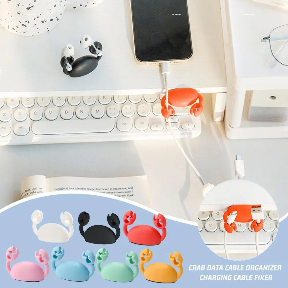 Cartoon Crab Cable Holder Desktop Silicone Cable Winder Wire Organizer Holder Clip di gestione del cavo per USB auricolare Organizer T3Q3