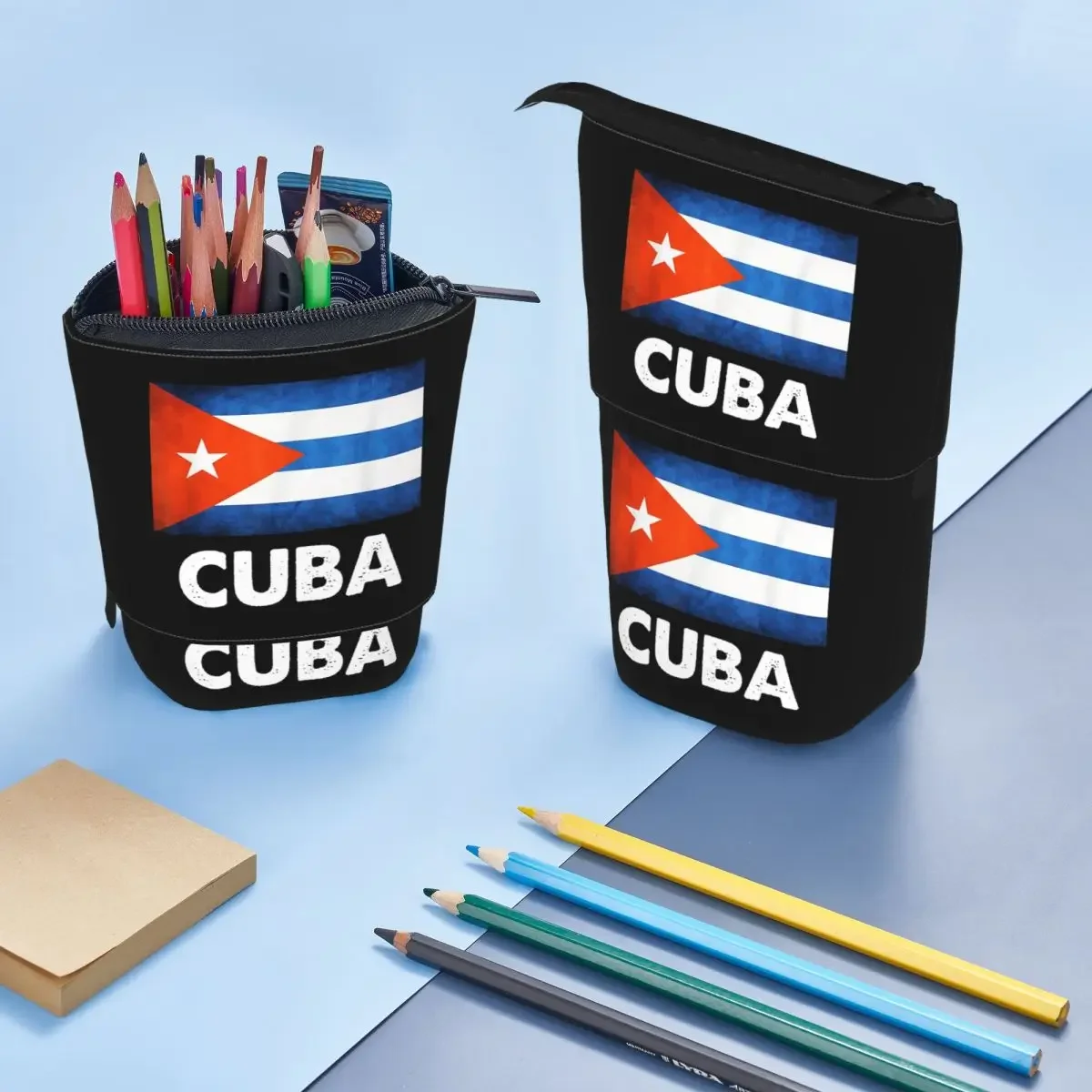 Cuban Cuba Country Flag Reversible Pencil Case for Boy Girl Gifts Pen Box Pencil Bag Stationery Supplies Pen Holder Bag
