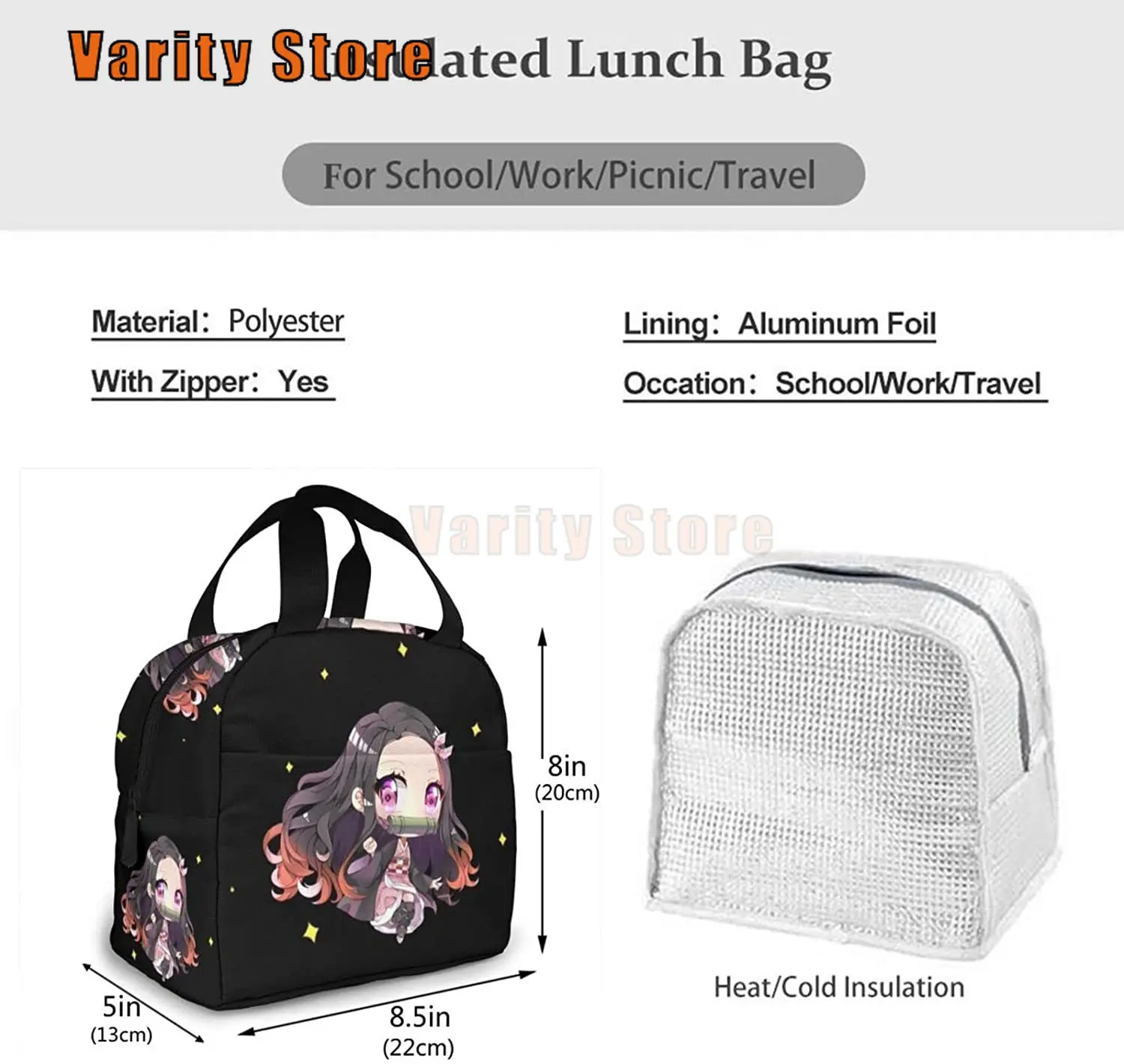 Anime Lunch Bag Tote Meal Bag Reusable Insulated Portable Anime Lunch Box For Women Mens Boy Girl Work Picnic 1-One Size