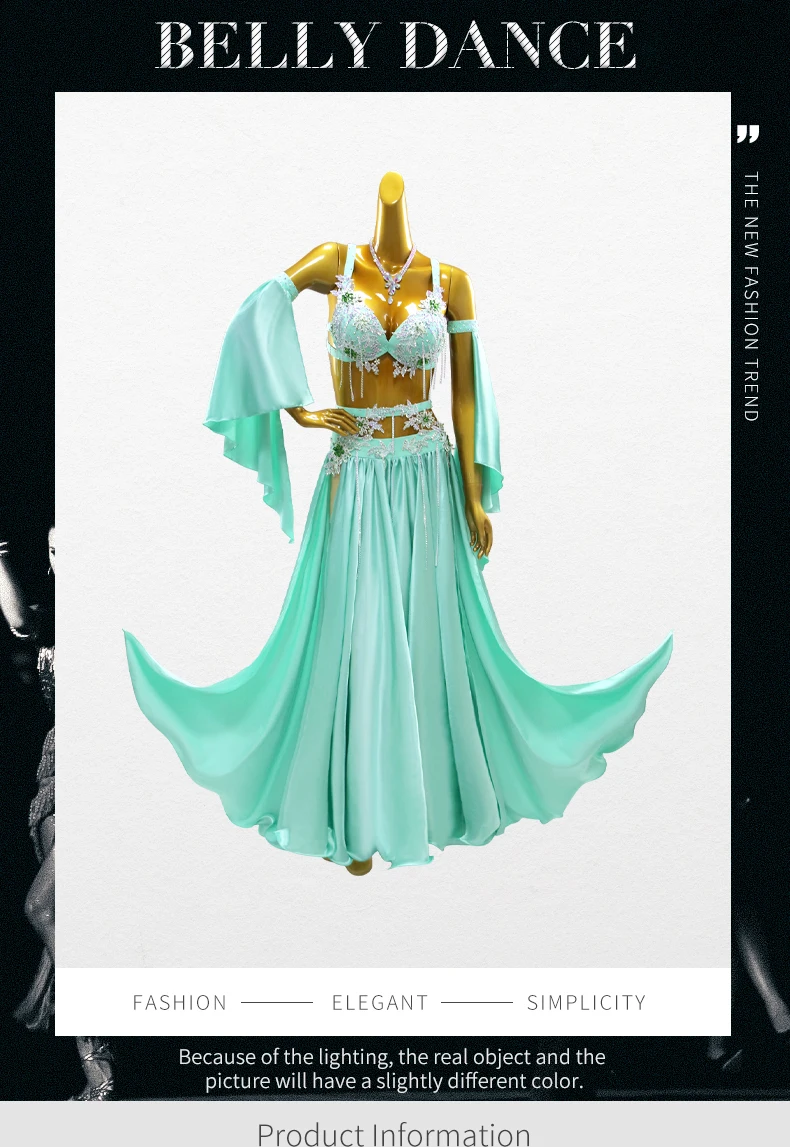 Orientalisches Tanzoutfit, langer Rock, Damen-Tanzkleidung, Bauchtanzkostüm, Bauchtanz-Unterrichtskleidung, Anzug 2026, Bühnenkostüm für Mädchen, Abendkostüm – Detail 2