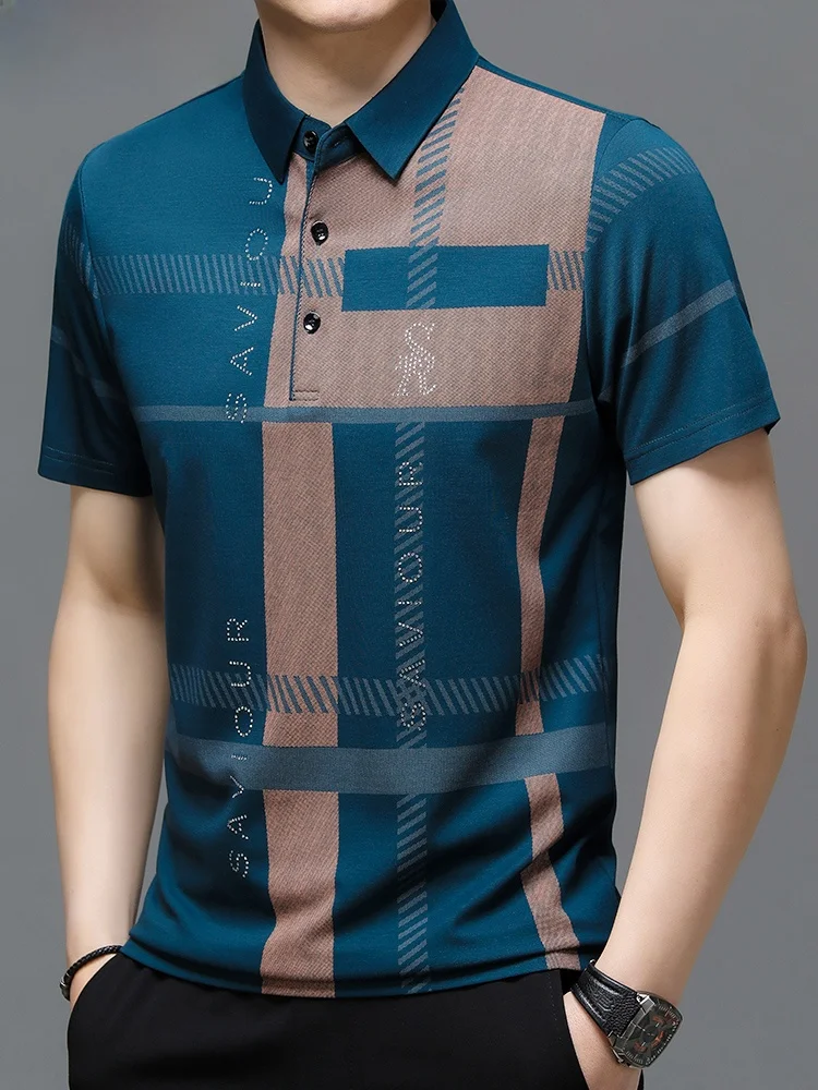 

TUCANO Men's ort Sve irt Ice Silk Slim Fit Qui Dry Faionable Summer T-irt Busin Sle Printed Casual Wear