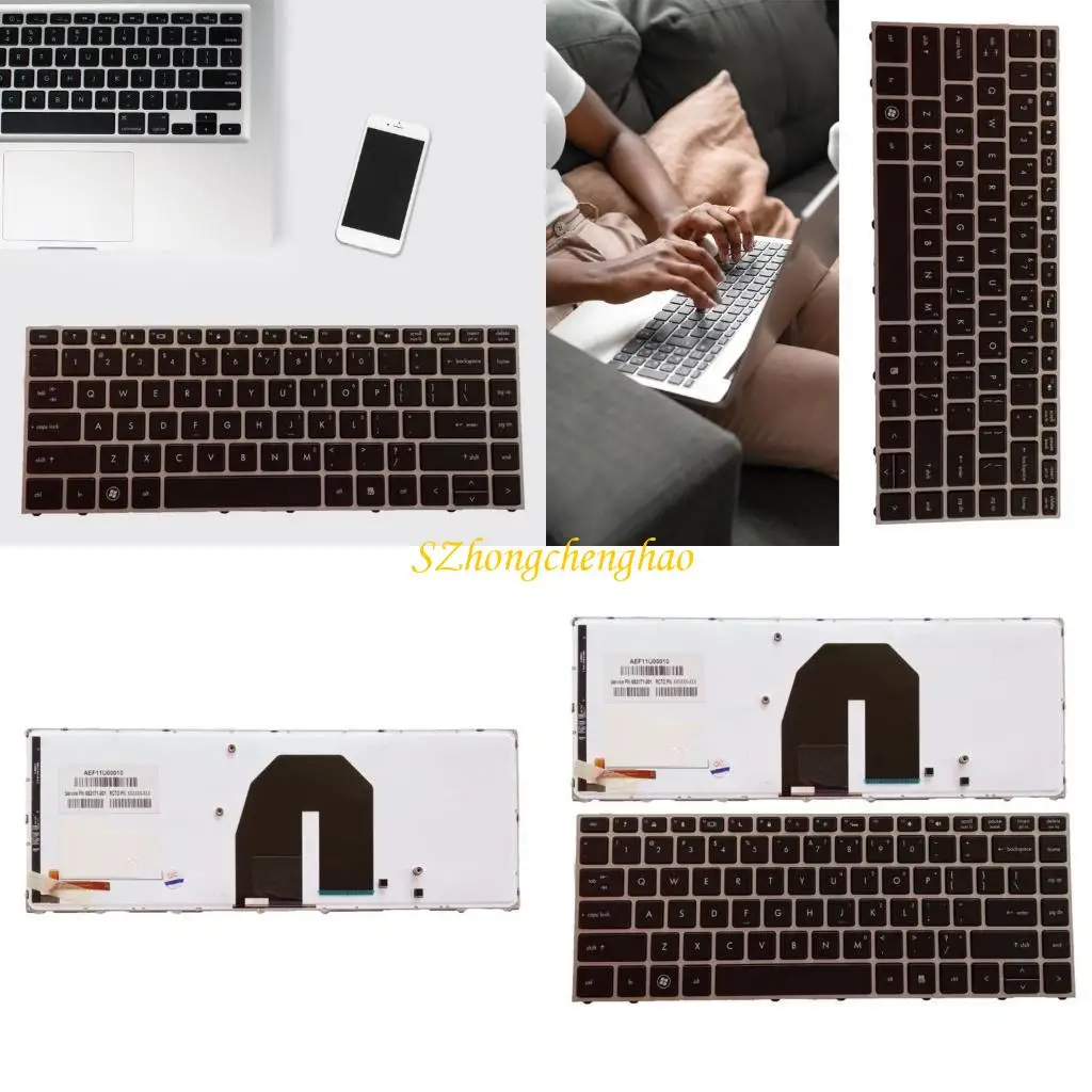 

US English Silver Frame Backlit Keyboard Accessories for HP Probook 5330 5330M 601D