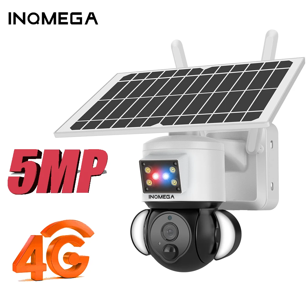 

INQMEGA 5MP External Security Camera WIFI Solar Powered Camera 4G Home Surveillance Cameras cctv Camera Powerful Solar Panels