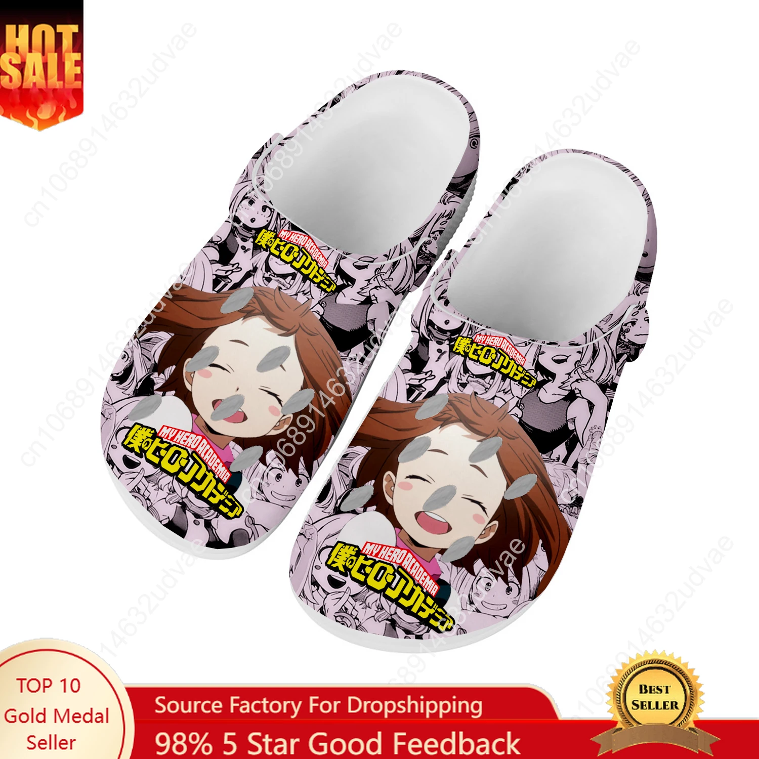 

Uraraka Ochako Water Shoes Mens Womens High Quality Fashion Home Garden Clogs Customizd Sandals Beach Breathable Hole Slippers