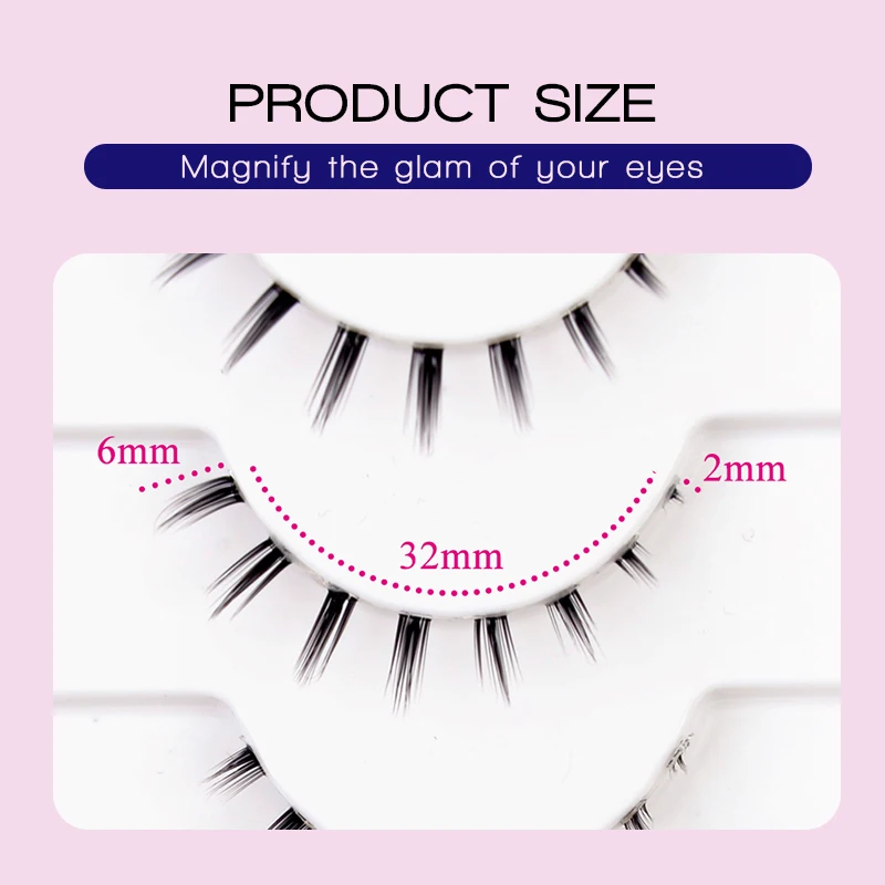 VIPUDA Lagere Wimpers 5/10Pairs Natuurlijke Koreaanse Ogen Manga Lagere Wimper Cluster Clear Band Piekerige Bodem Wimpers cosplay Make Up