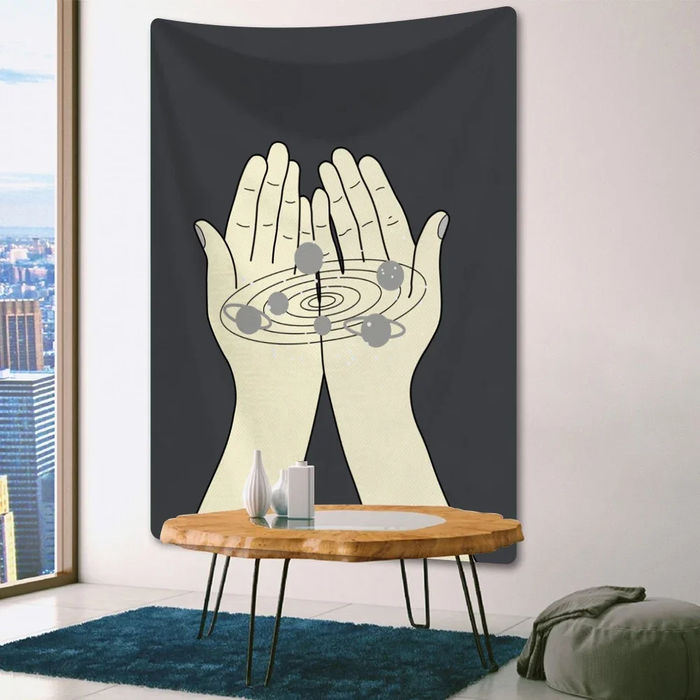 Abstract men and women simple hand-painted Tarot psychedelic scene home decoration tapestry boho room decoration hippie sheets