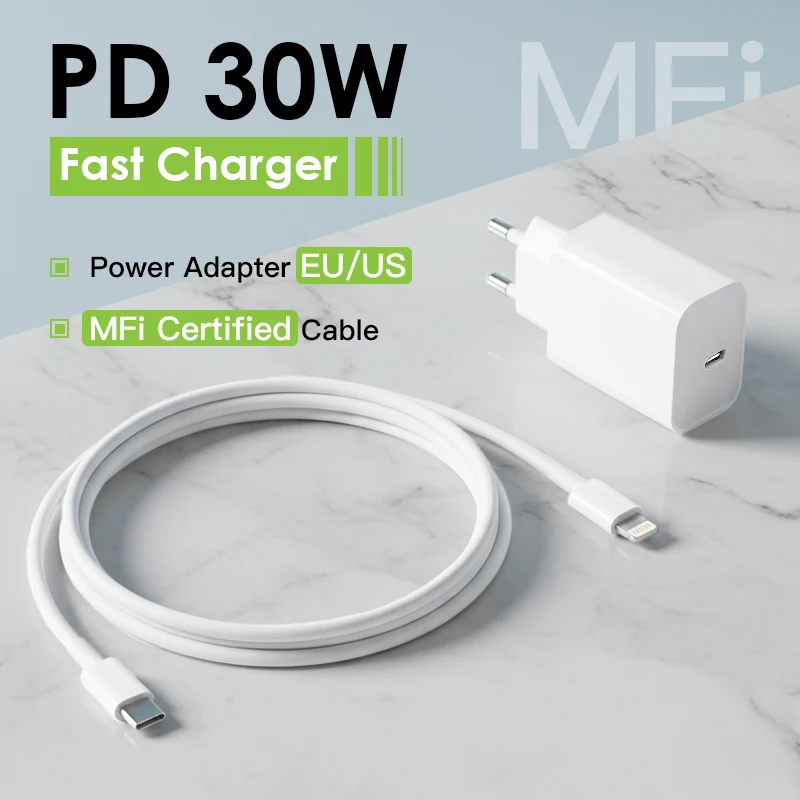

MFi Certified Fast Charging Cable USB Type C To Lightning PD 30W Quick Charger For iPhone 14 13 12 11 Pro Max Plus X Xs SE iPad