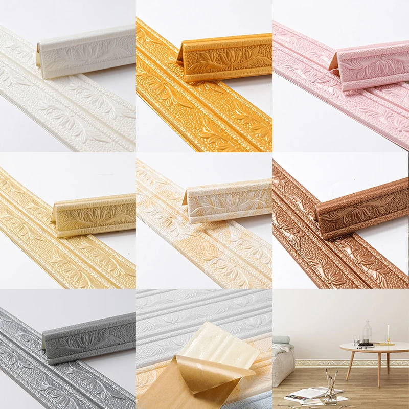 3D Foam Skirting Line Self-adhesive Internal External Corner Molding Trim Door Frame Window Sill Ceramic Tile Decoration Sticker