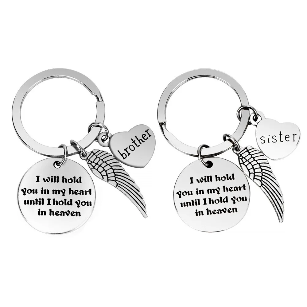 I Will Hold You In My Heart Wing Brother Sister Keyring Keychain Charm Women Jewelry Accessories Pendant Gifts Fashion Forever