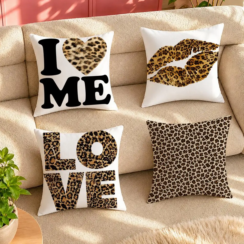 para el hogar con estampado de leopardo Cushion Cover Pillow Cover Decorative Throw Couch Home Decor for Living Room Sofa