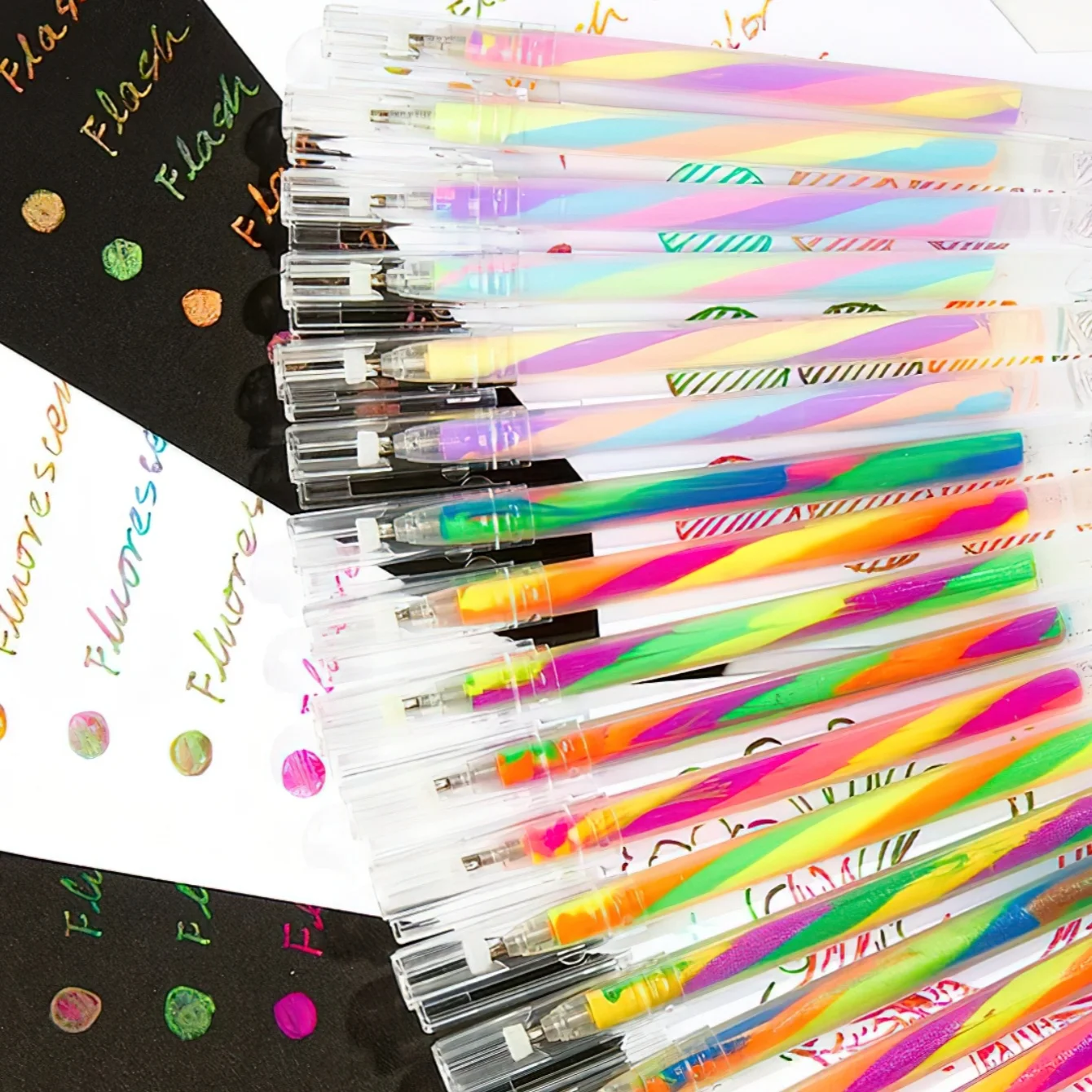 6 Colors Gradient Multi-Color Gel Ink Pens Set One Stroke Endless Rainbows 1.2mm Ballpoint 6-Pack Rainbow Magic Pens A3427