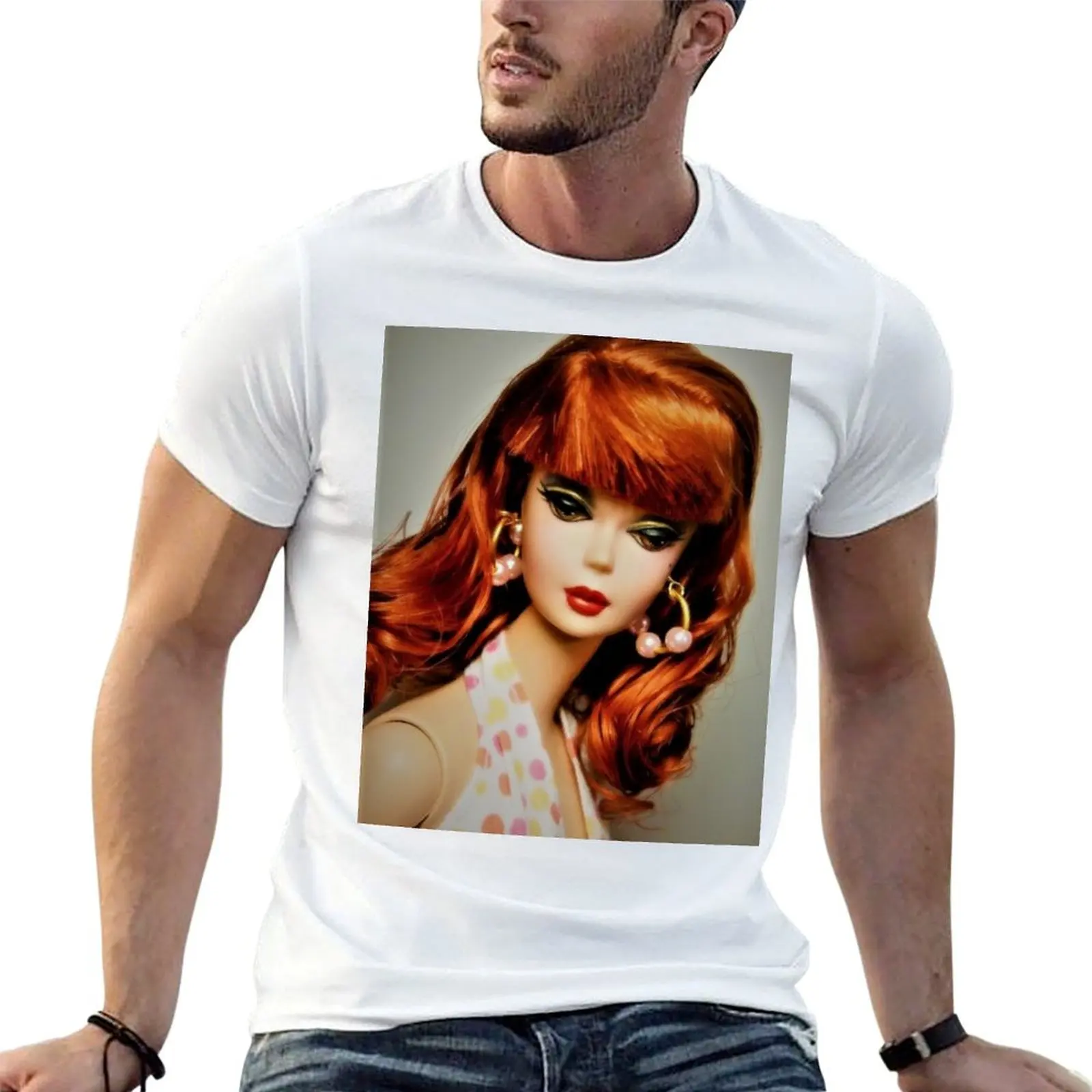 redhead vintage digital art edit 1970s print mask diva doll vintage print mask postermysticladyart T-Shirt