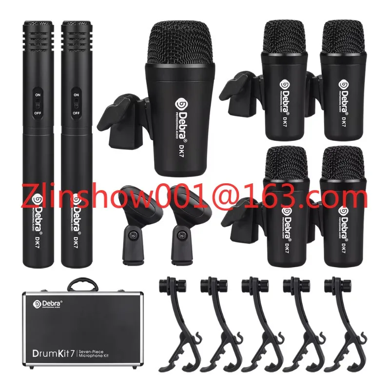 Wired Drum Microphone Kit Cardioid Polar Pattern for Bass Snare Tom/Cymbals for Drums and Vocals