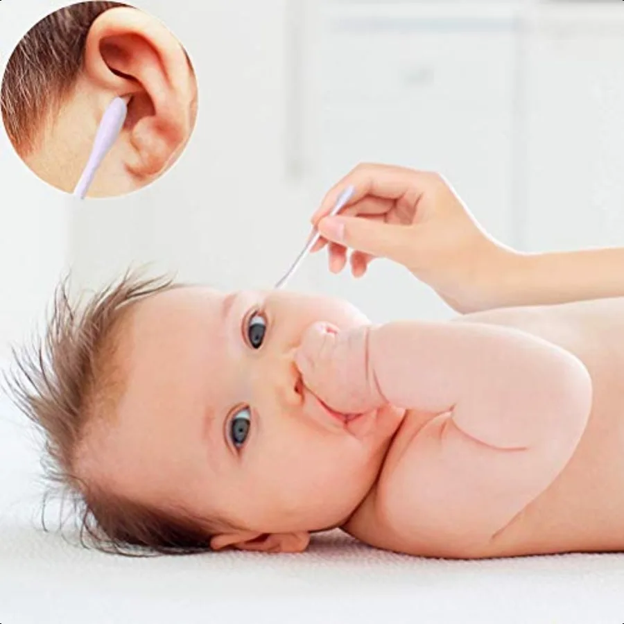 400count Органические ватные тампоны для младенцев и детей с круглой головкой Qtip для детских ушей, носа, 100 хлопковых бумажных палочек с двойным наконечником