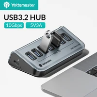 Yottamaster USB-C 3,2 Hub 7 puertos USB Hub alimentado 5V/3A USB 3,2 Gen2 10Gbps Hub de datos para portátiles Surface Pro discos duros portátiles
