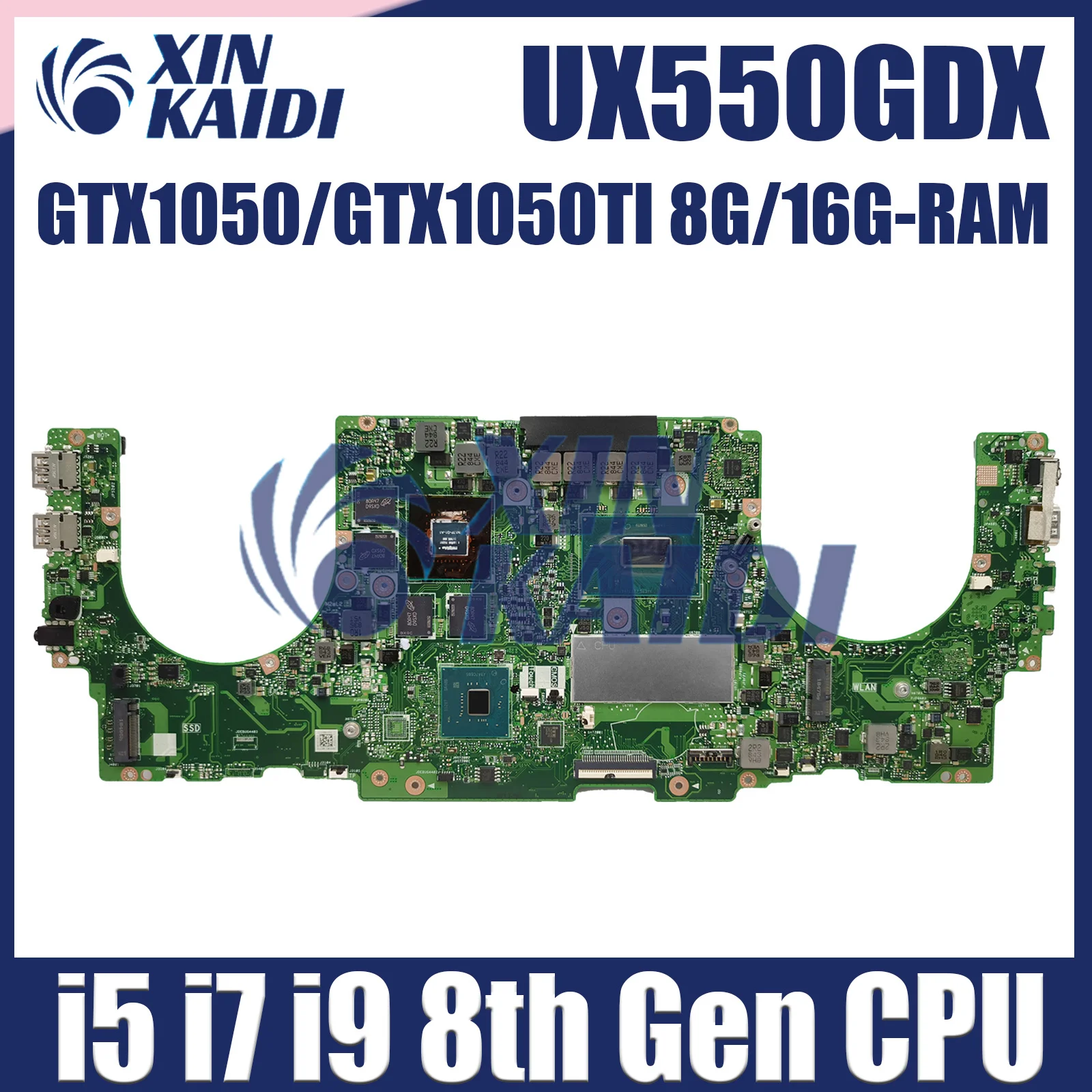 UX550GD Mainboard For Asus UX550GDX UX550GE UX550G UX550GEX Laptop Motherboard i5 i7 i9 CPU 8G 16G-RAM GTX1050 GTX1050TI-V4G