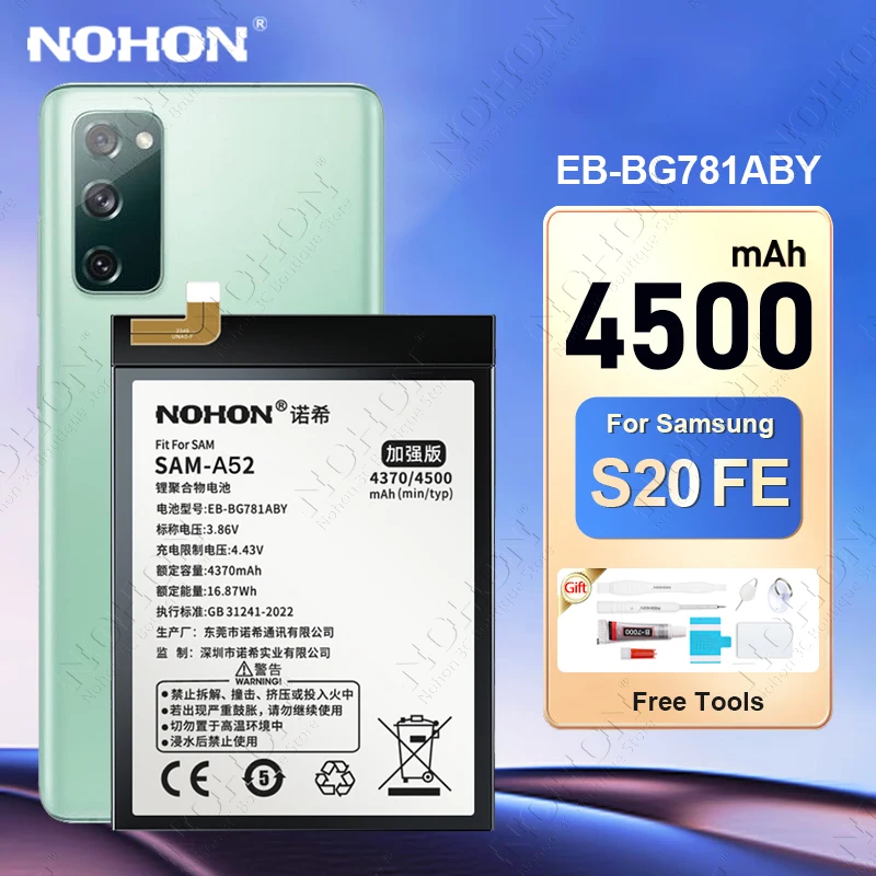 

NOHON EB-BG781ABY Battery for Samsung Galaxy S20 FE 5G SM-G781 A52 SM-A526/DS S20Plus S20+ S20Ultra G985F G988 G981 Batteries