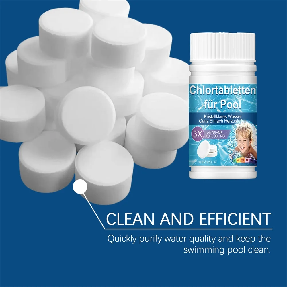 100g Pool Chlorine Tablets Crystals Clear Water Maintenance Powerful Easy Effervescent Multifunction For Aquariums Spas Pond