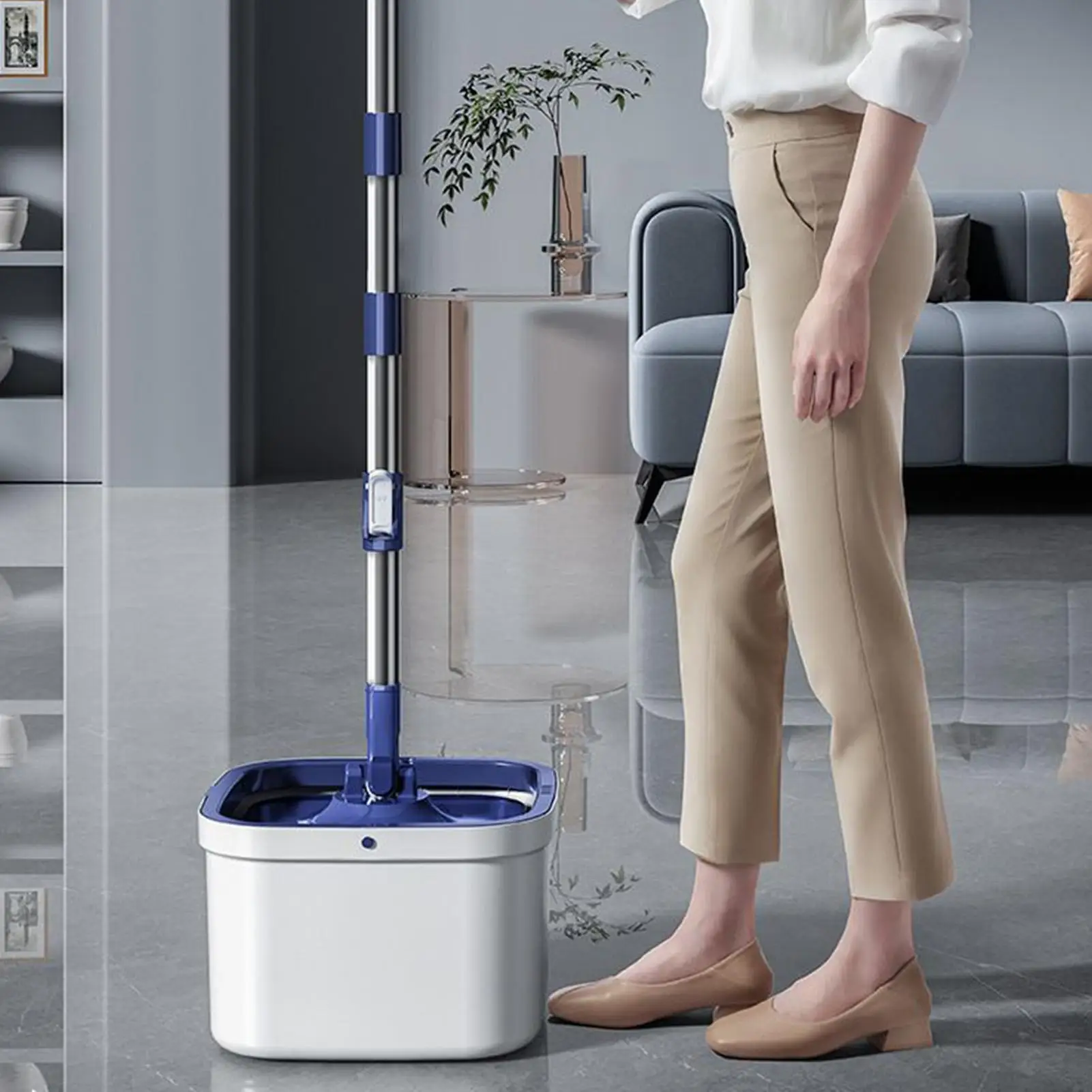 

Rotate Mop With Bucket Separate Dirty Water Non-Slip Grip Microfiber Spin Mop And Bucket For Living Room Kitchen Bedroom Dining