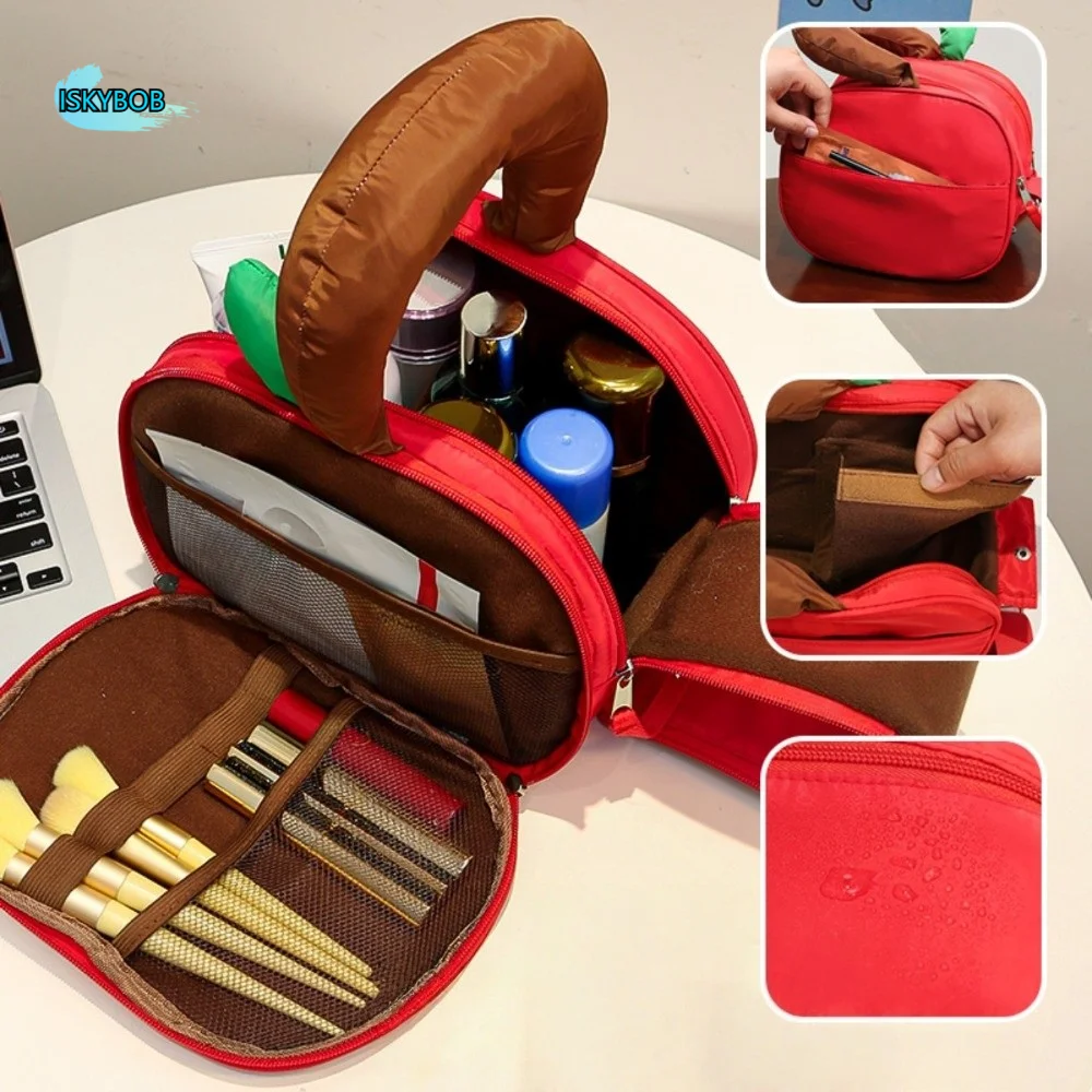 

Storage Fruit Plaid Makeup Bag Portable Large Capacity Waterproof Camera Bag Handle Multifunctional Travel Cosmetic Container