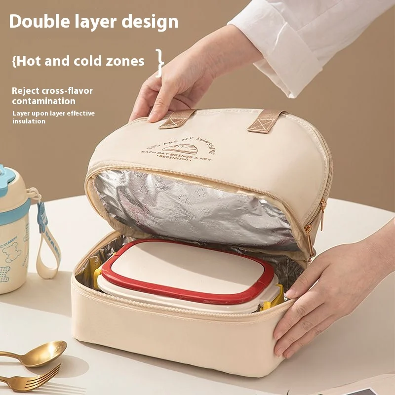 حقيبة غداء سميكة مقاومة للماء صندوق غداء من البوليستر للنزهات صندوق غداء معزول بسعة كبيرة حقيبة تبريد عازلة محمولة