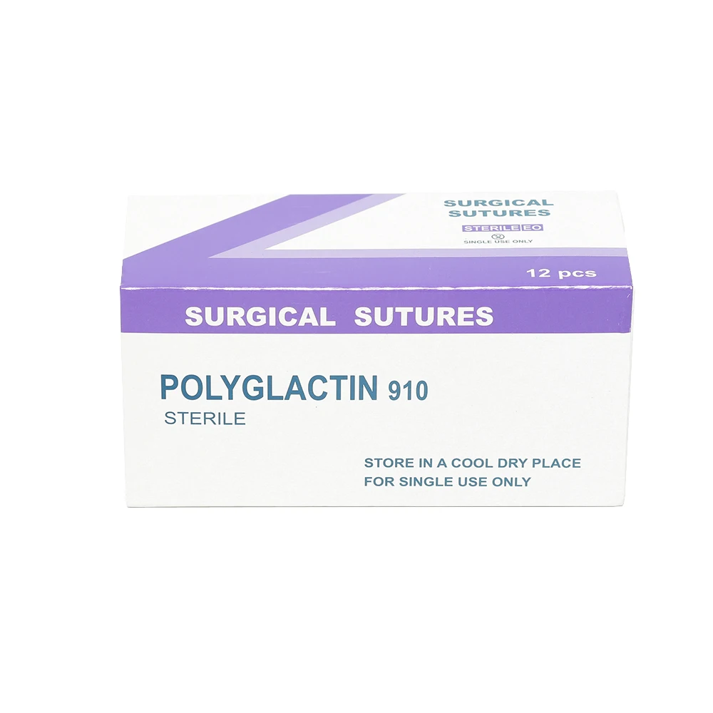Absorbable Suture Thread For Pet Dog PGA 910 75CM Veterinary Surgical Suture Needle Sterile Animal Pet Use 1 Box
