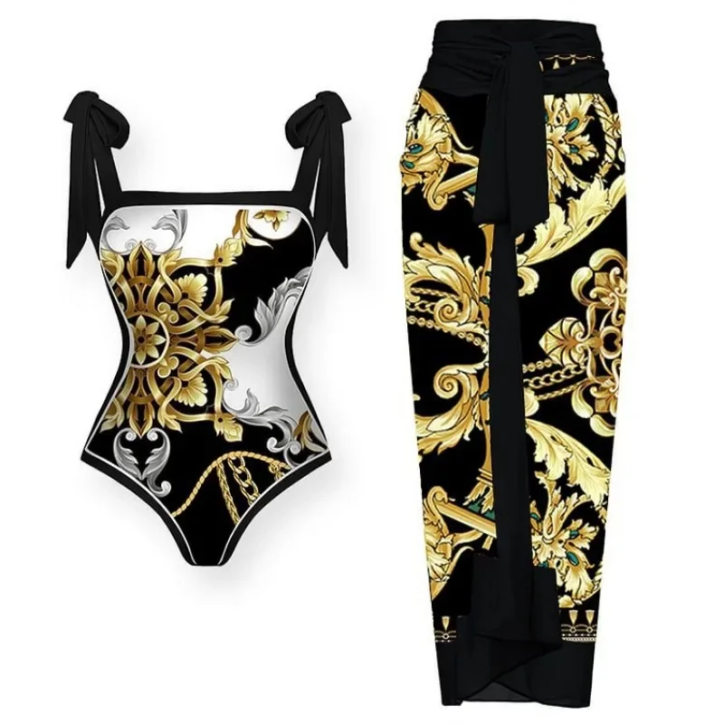 Gold Double-sided Printed Bikini Set 2-piece Strap Sexy Floral Ruffle Swimsuit Brazilian Push-up 2023 Beachwear Bathing Suit