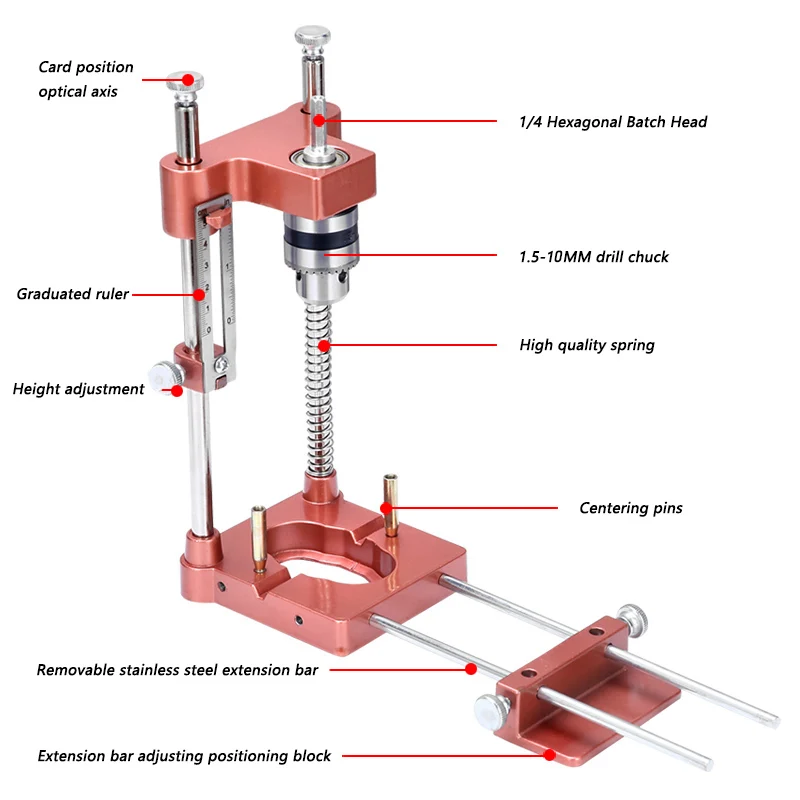 Aluminum Alloy Woodworking Drill Locator With Scale Precise Positioner Drill Guide Dowel Jig Puncher Woodworking DIY Home Tool