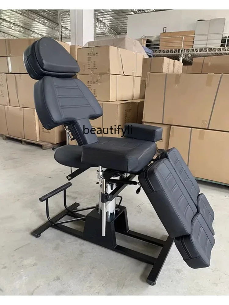 Single Split Leg Tattoo Couch Multifunctional Adjustable Tattoo Chair Facial Bed Hydraulic Lifting Tattoo Eyebrow Recliner