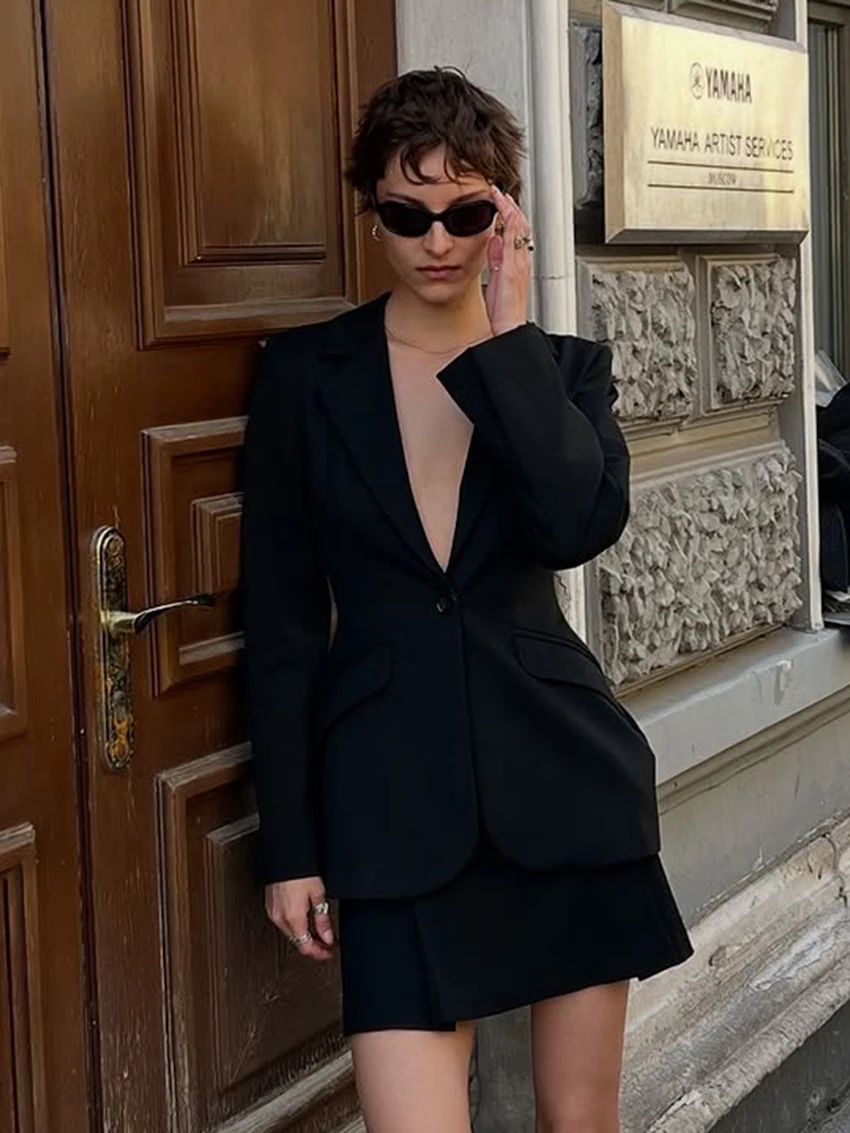 

Marthaiqiqi Winter Female Pajamas Set Long Sleeve Sleepwear Sexy Turn-Down Collar Nightwear Skirts Black Women Nightgowns Suits