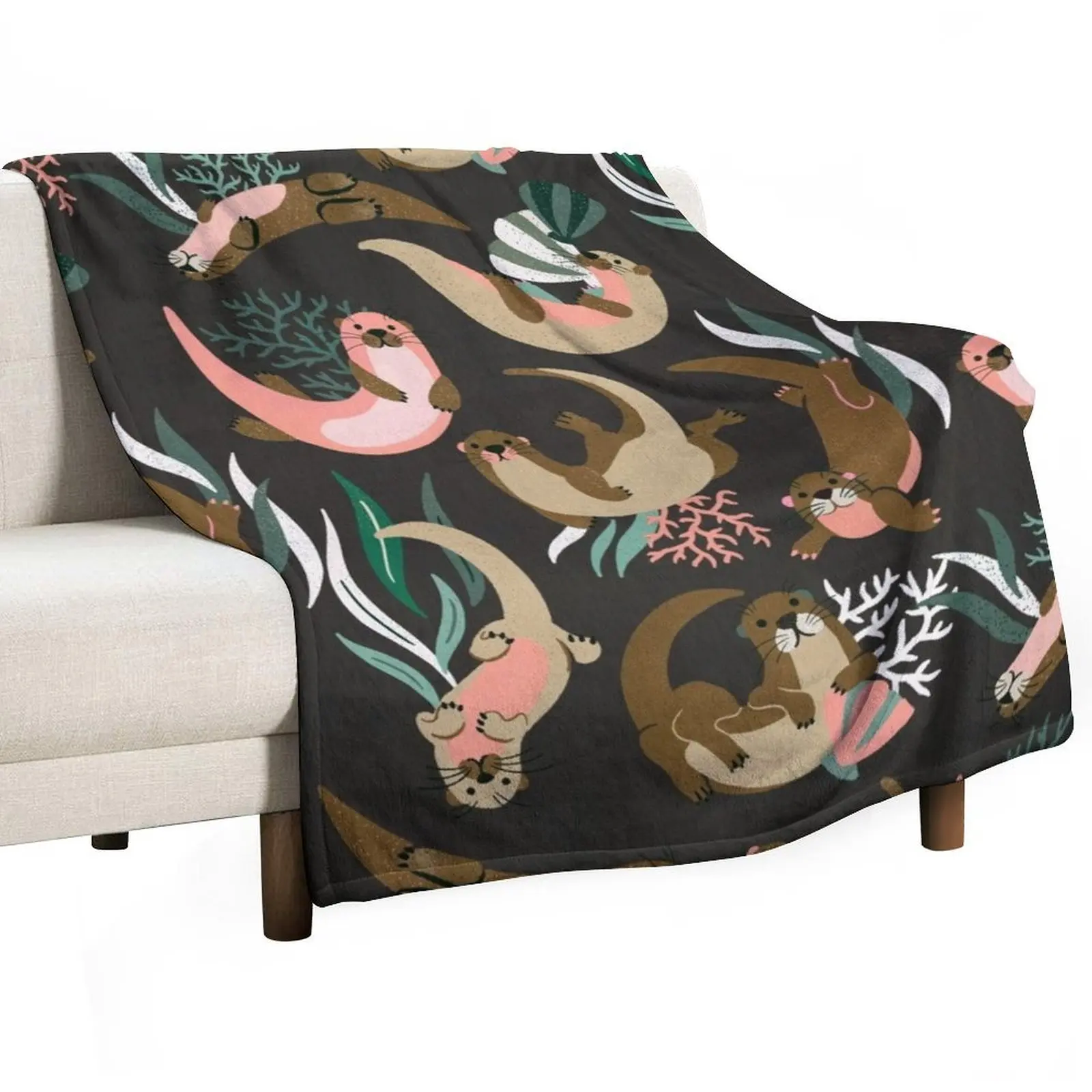 Otter Collection - Charcoal Throw Blanket Sleeping Bag heavy to sleep Polar Decorative Beds Soft Loose Blankets