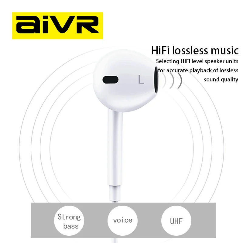 AIVR Wired Earphone Type-C with Mic in-ear Wired Headphones For Xiaomi Samsung NOTE 10 NOTE 20 S21 S20 Cellphone Headsets