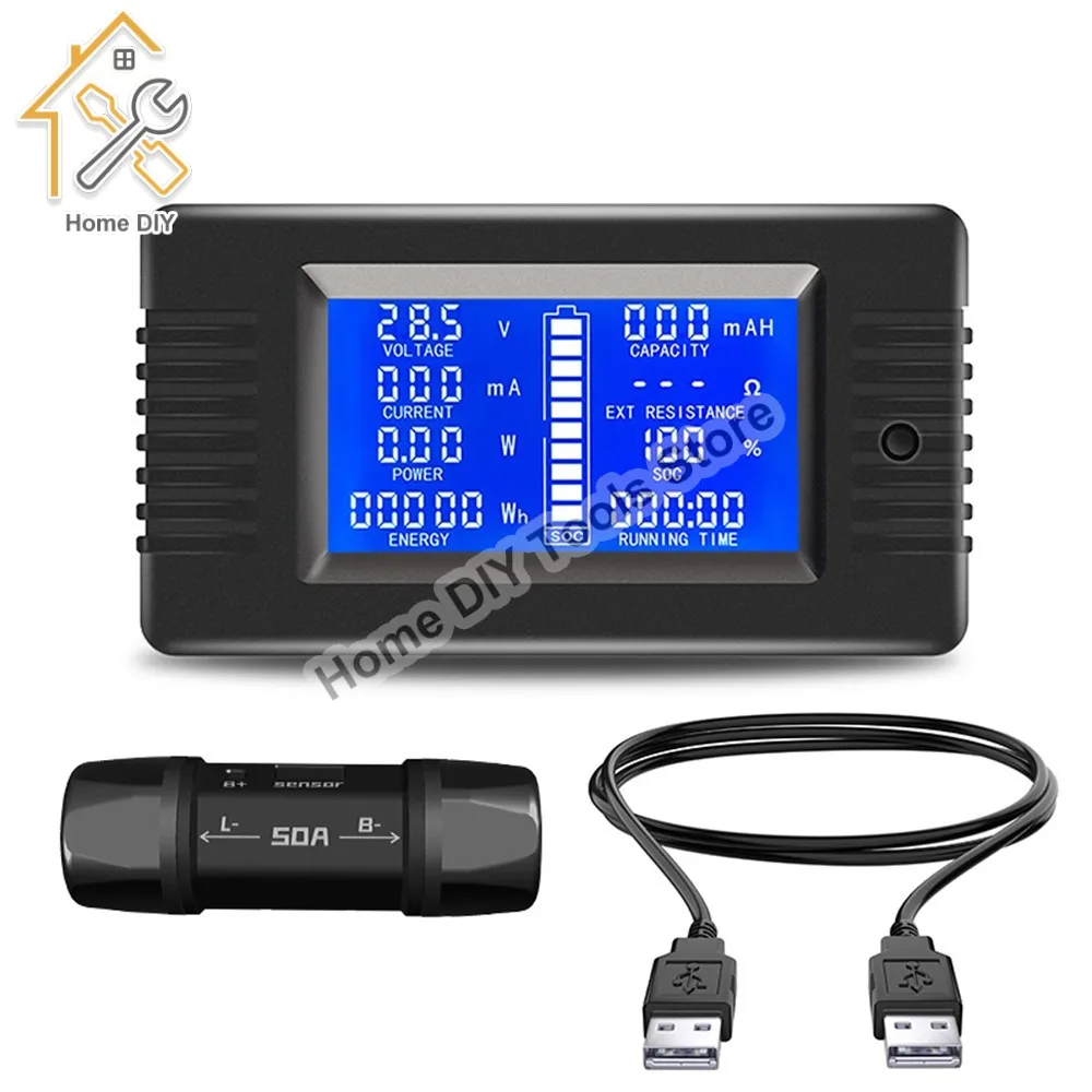 PZEM-015 100A 100A Digital Battery Tester Ammeter Voltmeter Power Meter Power Capacity Residual Power Tester With Shunt