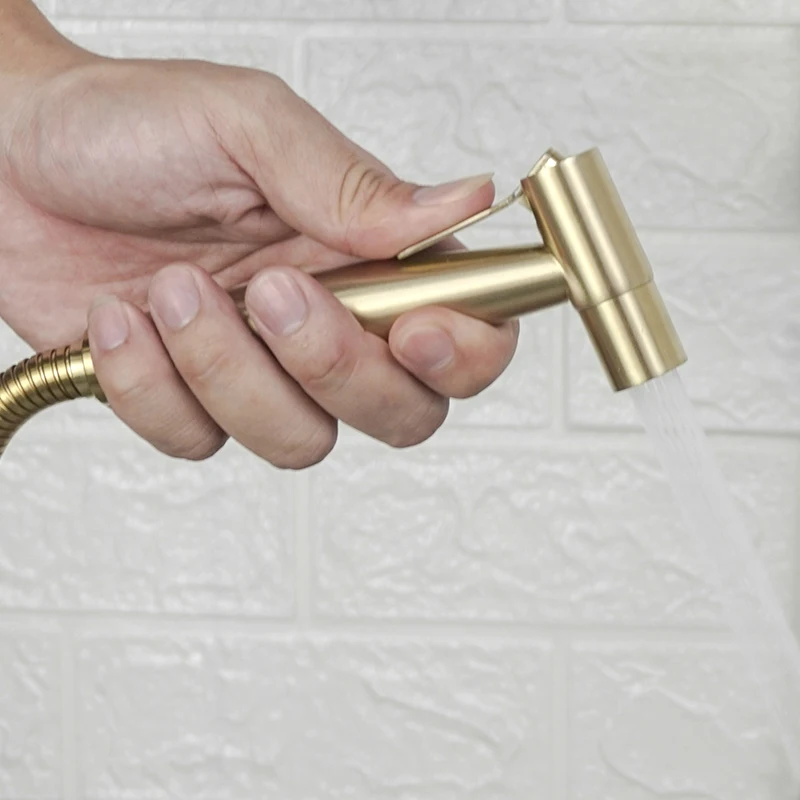 Handheld Bidet Sprayer Set Accessories Brushed Gold Bathroom Bidet Faucet Handheld Sprayer Shower Head Self-Cleaning