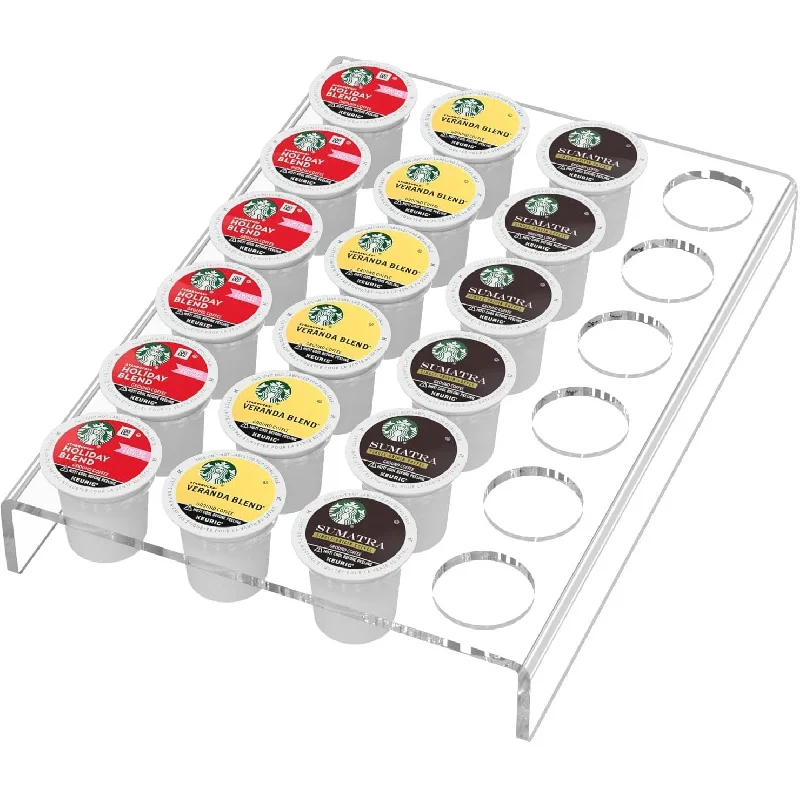 

Household acrylic storage container, used as a tray for drawers or countertops, can hold 24 coffee capsules