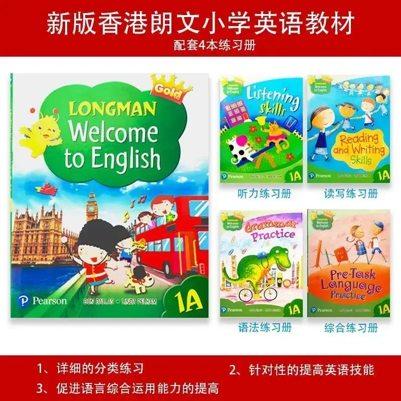 5-boeken nieuwe editie van Hong Kong Longman basisschool Engels leerboek Longman Welkom bij Engels verhalenboek Educatief speelgoed