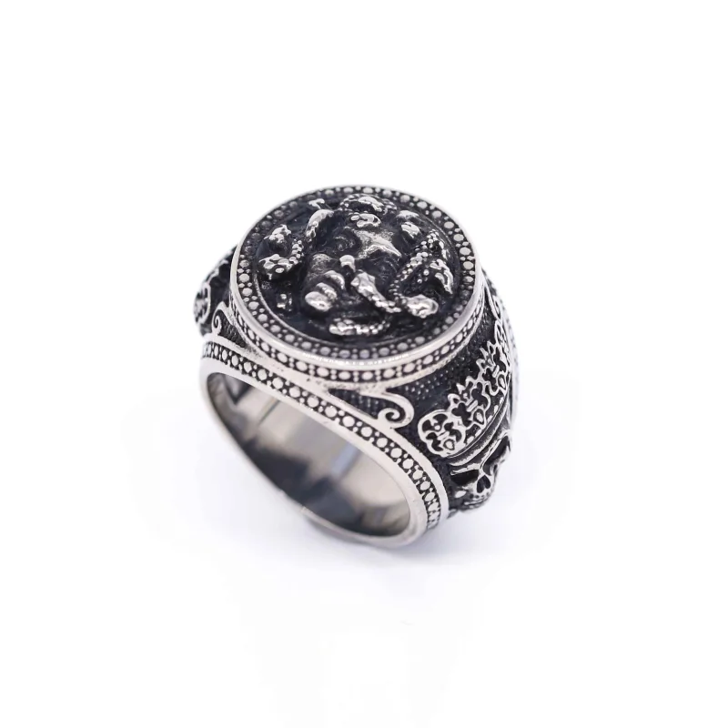 Stainless Steel Medusa Ring Greek Legend Snake Demon Petrochemical Hip Hop Punk Fashion Ring