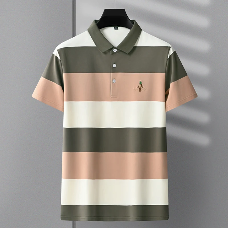 New Summer polos homme men polo shirt High quality brand Striped shirt polo men Short sleeved casual shirt polo Men clothing top