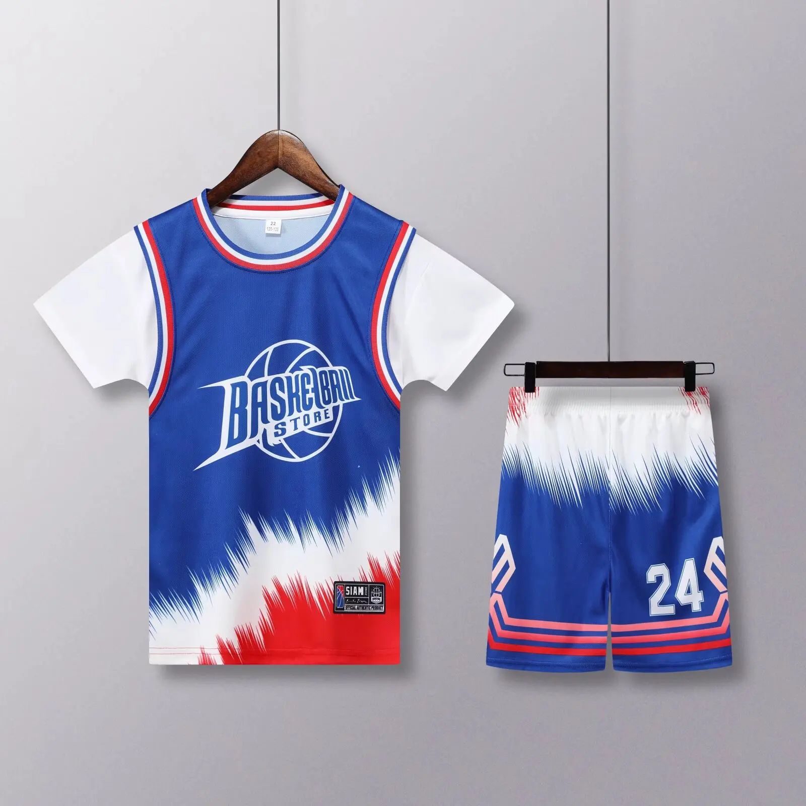 NEW 24 25 Children\'s clothing suit boy girl Basketball Jerseys 24  Fake two-piece uniform kit training Shirts and shorts