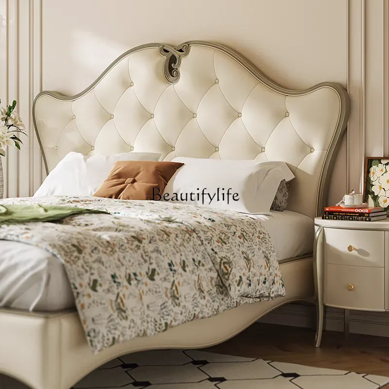 

yj19 American light luxury solid wood bed modern simple double bed master bedroom high-end French