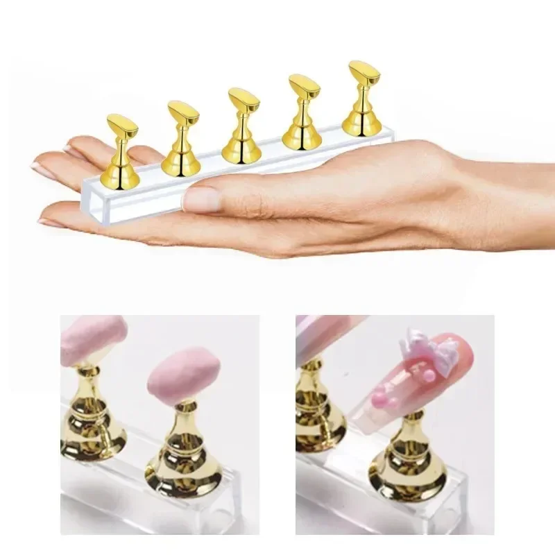 Strong Magnetic Base Nails Stand Nail Holder For Nail Painting Practice Press On Nails Display Stand For Nail Art DIY Supplies