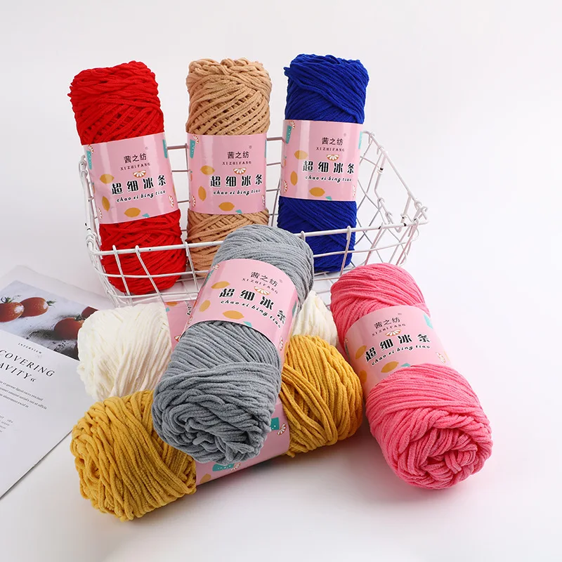 Solid Color Ultra Small Ice Stripe Home Scarves Socks Slippers Knitted Single Strand Ultra-fine Ice Stripe Polyester Thread