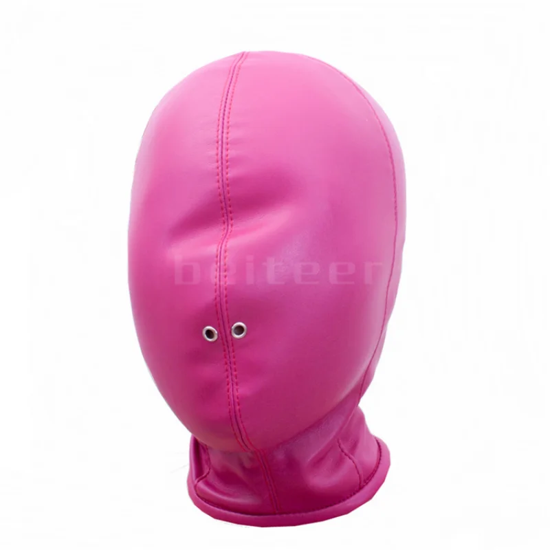 BDSM Bondage Headgear Soft Adjustable PU Leather Head Hood Closed Mask Open Nose Hole  Erotic Sex Toys Slave Roleplay