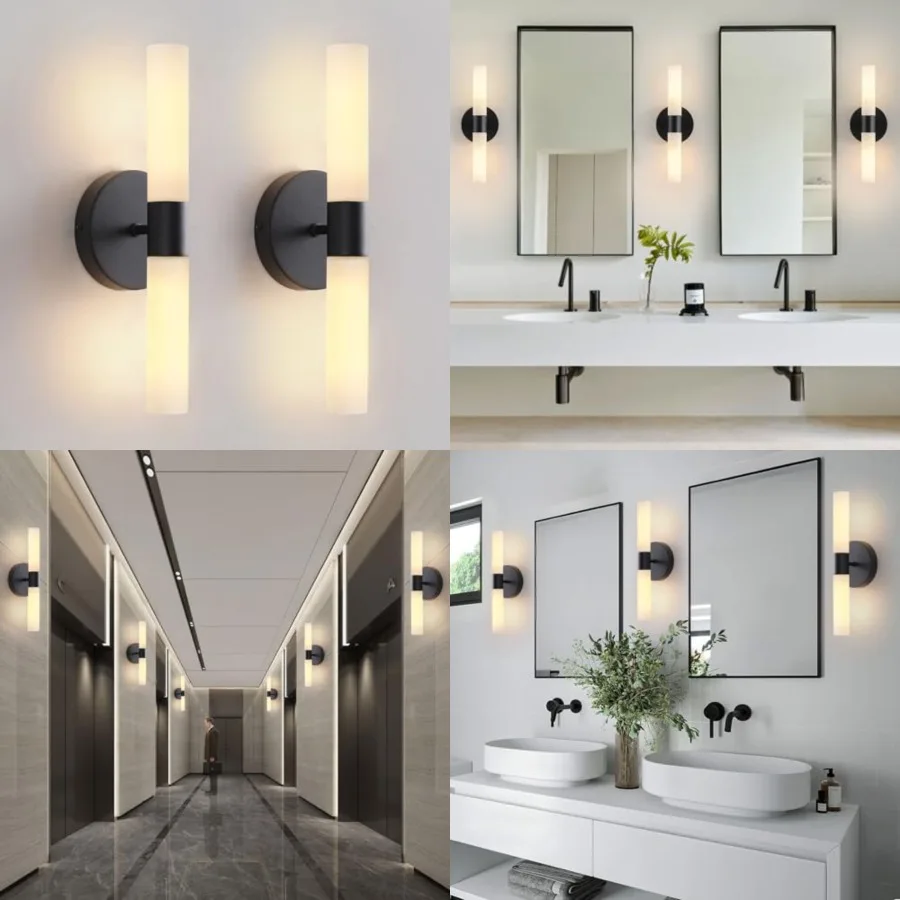 

KUZZULL Wall Sconces Set of Two Bathroom Wall Sconce Light Set of 2 Modern Wall Light Fixtures Metal Sconces Wall Lighting with