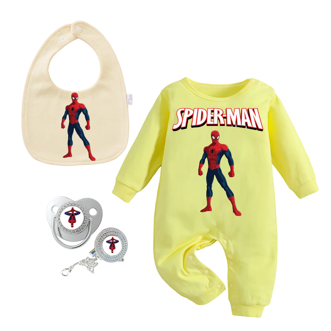 

Baby Crawler Onesie Bib Pacifier Sticker Set 0-6 Months Newborn Essential Care Kit