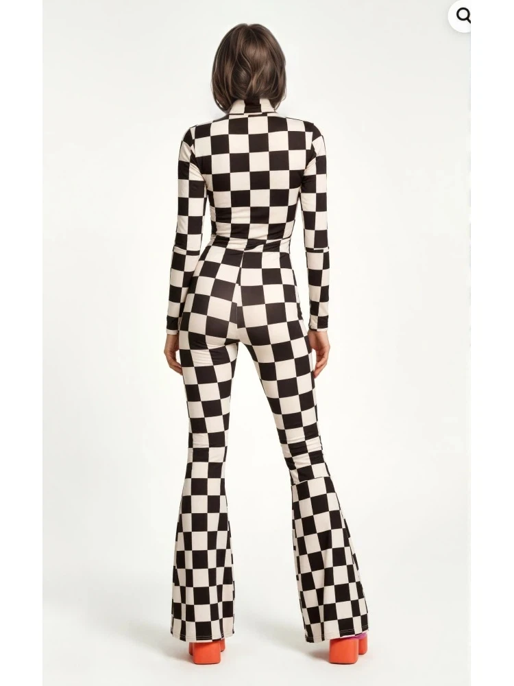 Damen-Jumpsuit mit ausgestellten Schlaghosenbeinen, geometrischem Schmetterlings-Skelett-Muster, figurbetont, Catsuit, Festival-, Rave-, Halloween-Cosplay-Outfit – Detail 25