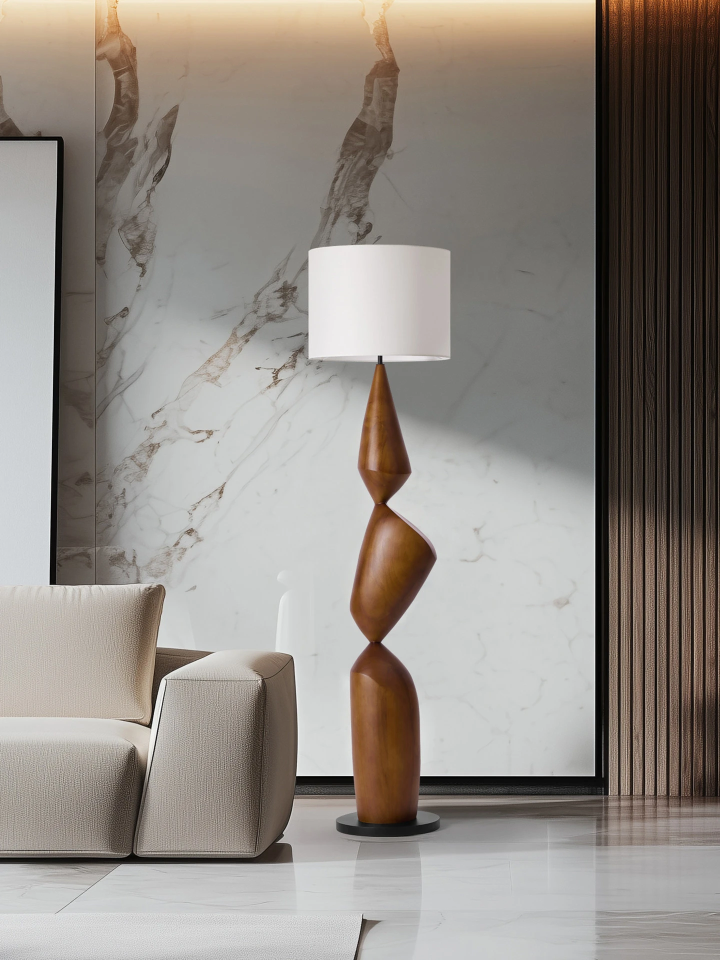 Creative Irregular Solid Wood Floor Lamp Italian Designer Simple Study Living Room Sofa Side Standing Atmosphere Floor Lamp