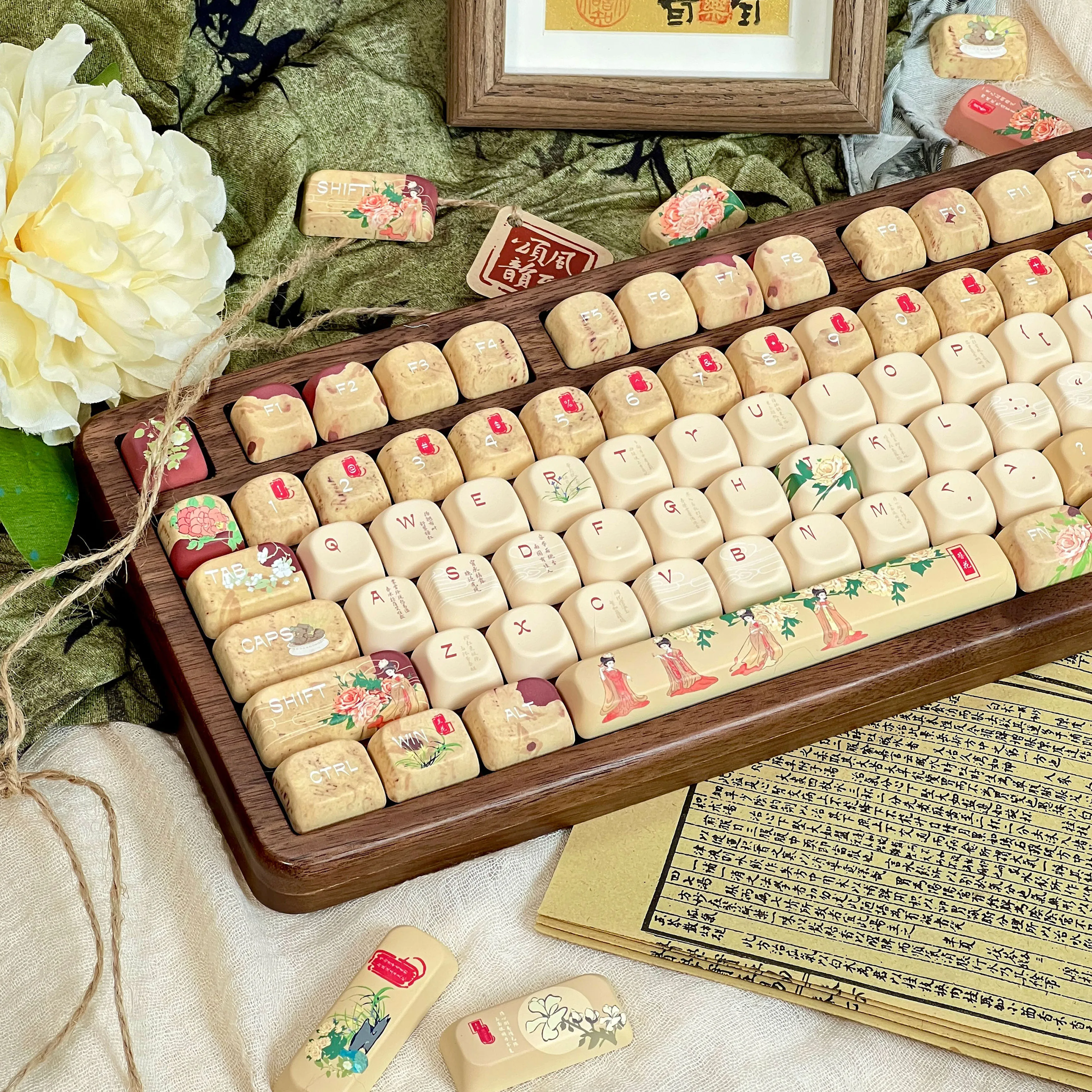 

120-клавишная классическая красивая клавиатура, колпачки для клавиш с пятью боковыми красителями, колпачки для клавиш Cherry/MOA, профиль для клавиатуры MX Switches