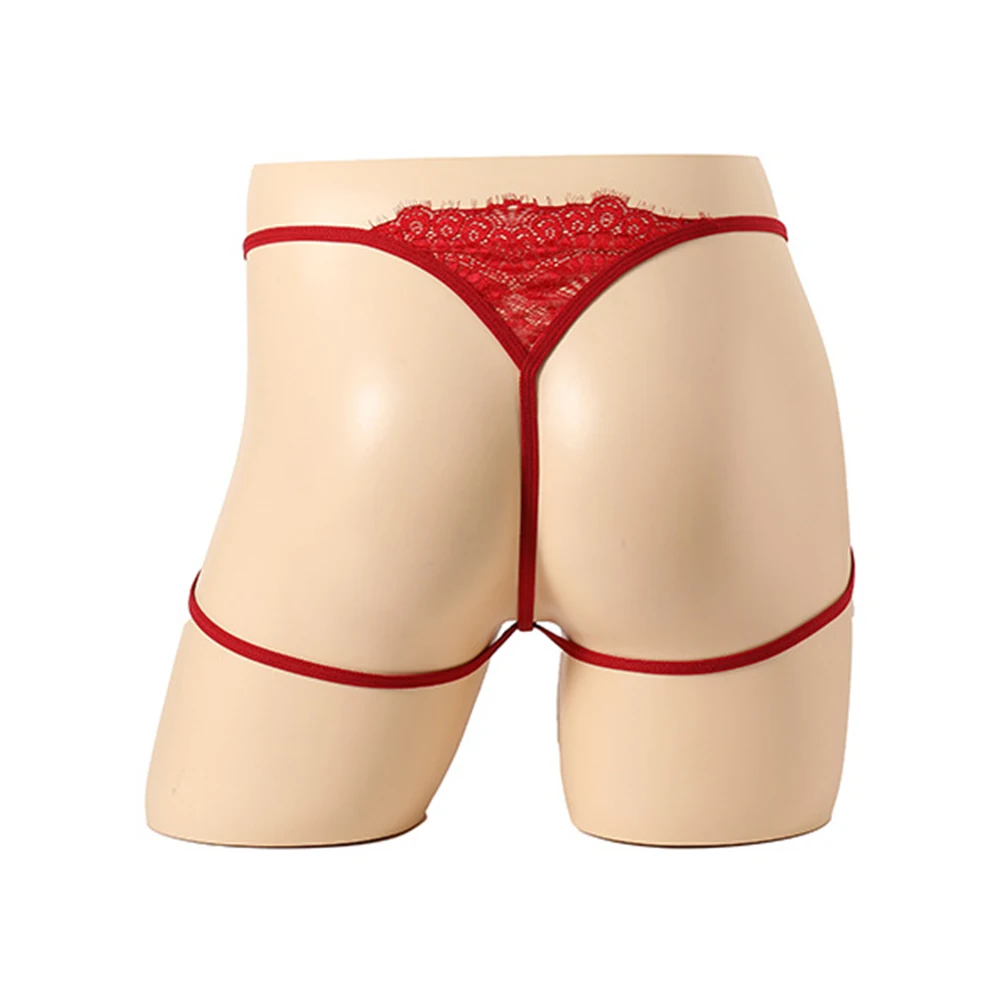 Open Back Underpants Men Sexy Underwear Lingerie Breathable Soft Jockstrap Ball Pouch Thongs Lace G-string Gay Langerie Briefs